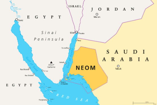 this is an image of a map showing NEOM