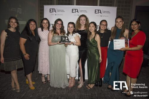 this is an image of the women at AtkinsRéalis collecting an award