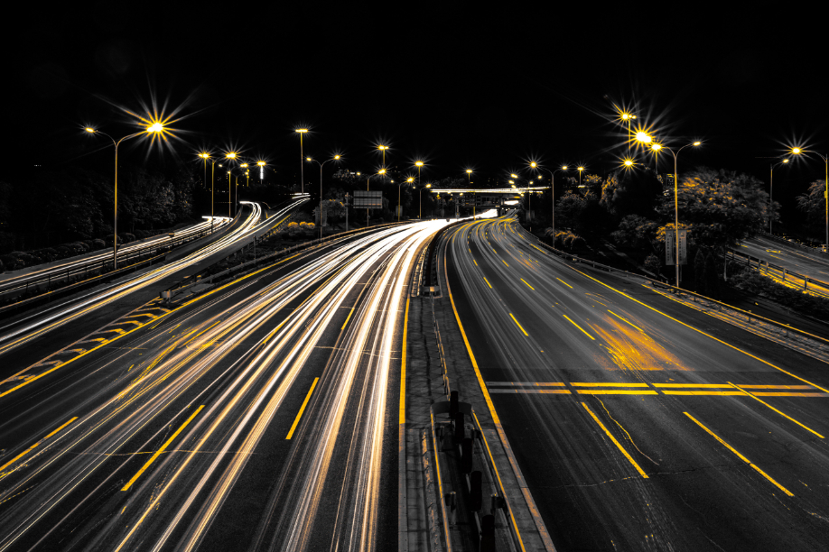 highway light up at night