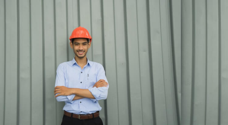 image of a design engineer in a safety hat