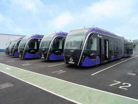 this is an image of buses used for the Belfast Rapid Transit project