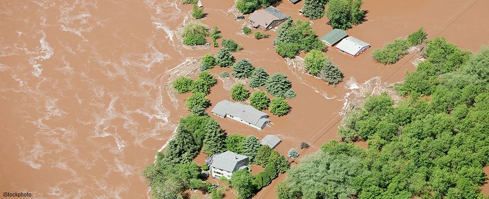 this is an image of houses in a flood